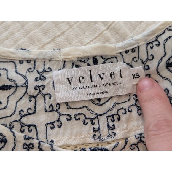 Velvet Graham & Spencer Boho Embroidered Dress Boho Floral Jaipur Lightweight XS - Picture 8 of 9